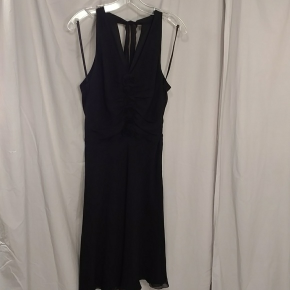 Black Silk Party Dress Bias Cut Feminine Flattering Midi Quality by Ann Taylor - Picture 8 of 8